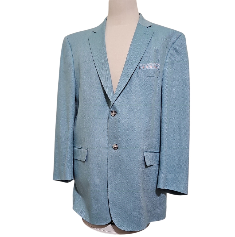 Alan Flusser Blue Linen Blazer